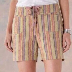 Sundance Travel Forever Cotton Linen Blend Striped Shorts, Sz 8